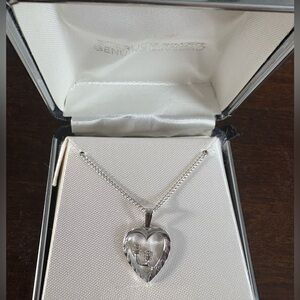 Sterling Silver Heart Pendant Necklace - genuine diamonds
